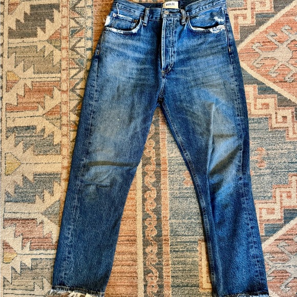 Agolde Riley Straight Jeans. Ripped in Frequency - Picture 4 of 7